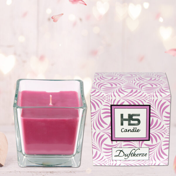 Duftkerze im Glas "Viereck" 8cm x 7,5cm Lavendel