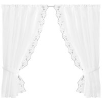 Gardinenset mit Stangendurchzug "Satin" 140x120 cm - Schwarz Blumen bestickt