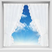 Gardinenset mit Stangendurchzug "Satin" 140x120 cm - Schwarz Blumen bestickt